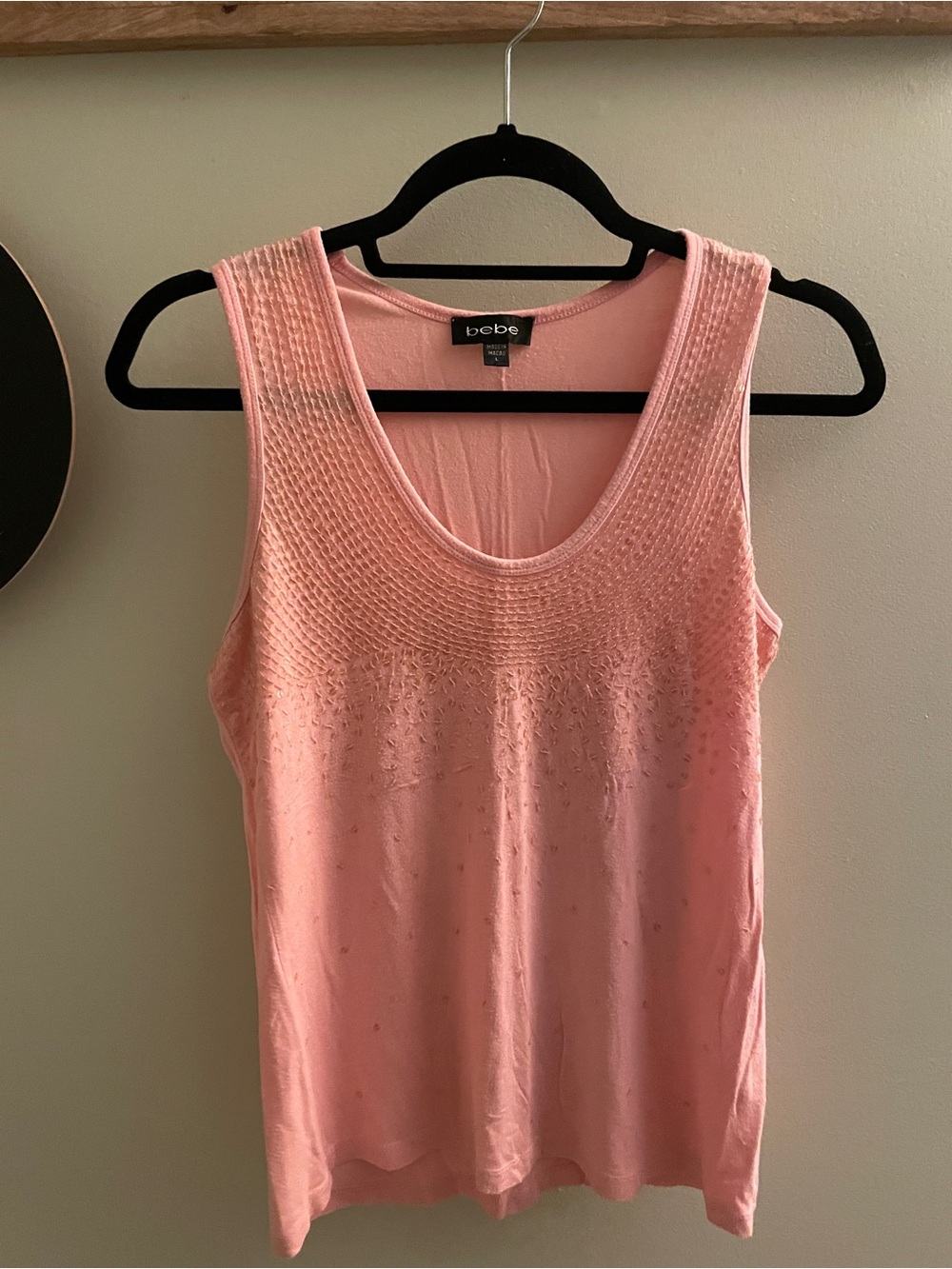 bebe vintage Blush Pink Embellished Scoop-Neck Tank